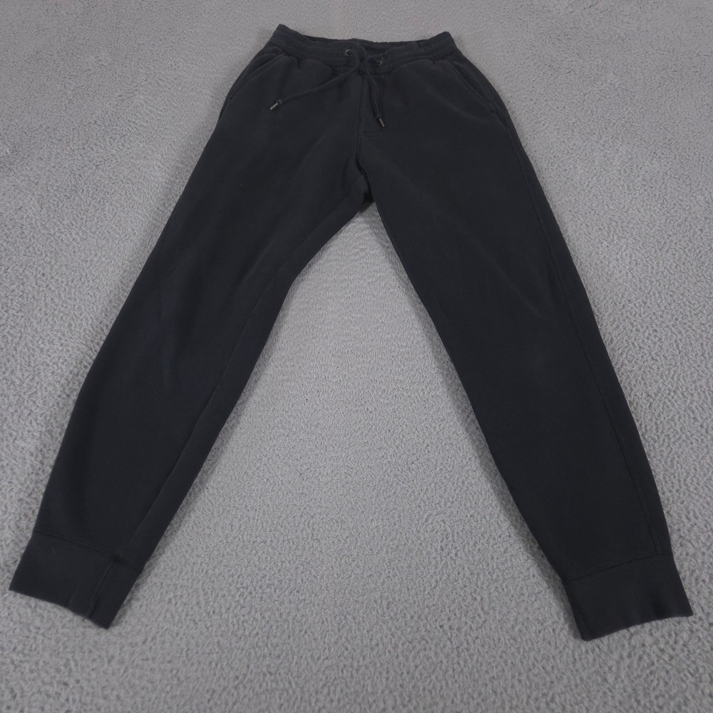 Uniqlo Sweatpants Mens Small Black Tapered Leg Fleece‎ Lined Joggers Drawstring